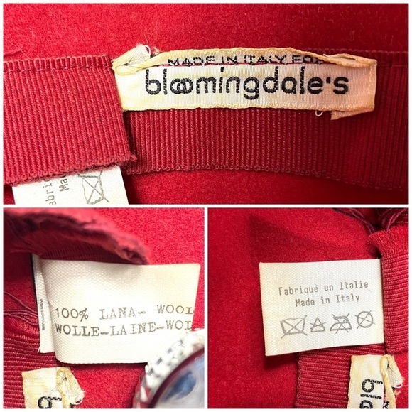 BLOOMINGDALE’S Vintage Felt Classic Cloche Hat in Red - Picture 3 of 9